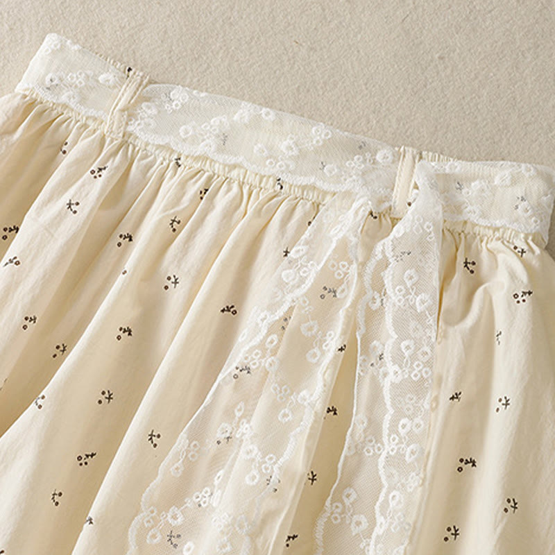 Buddha Stones Small Flowers Elastic Waist Cotton Women's Skirt With Pockets - image 5