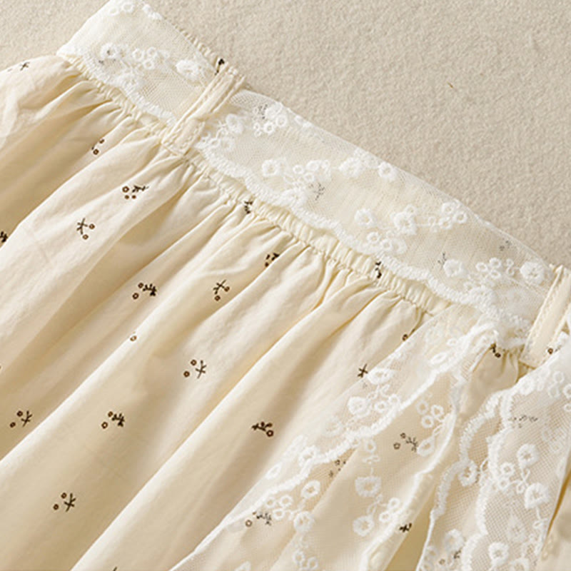 Buddha Stones Small Flowers Elastic Waist Cotton Women's Skirt With Pockets - image 3