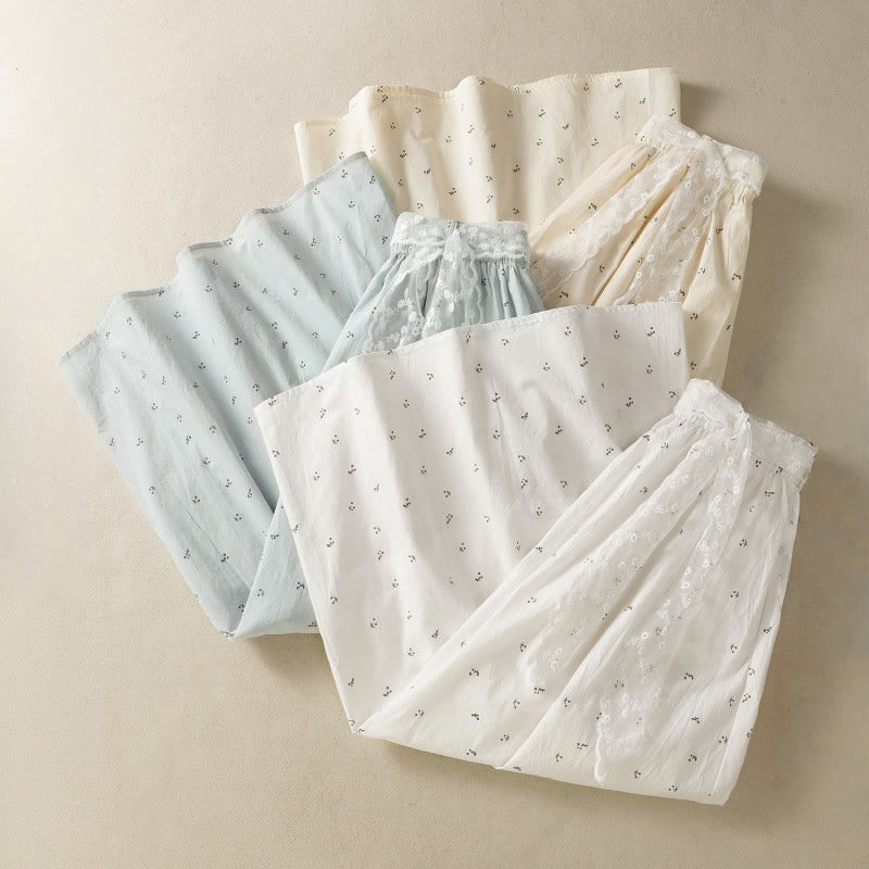 Buddha Stones Small Flowers Elastic Waist Cotton Women's Skirt With Pockets - image 28