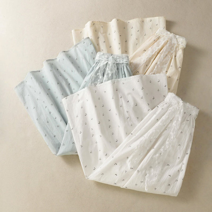 Buddha Stones Small Flowers Elastic Waist Cotton Women's Skirt With Pockets - image 28