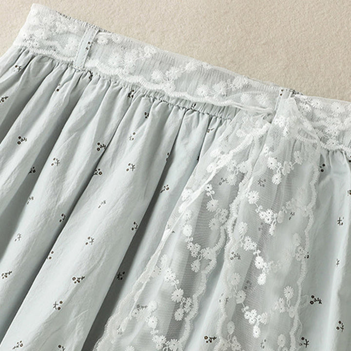 Buddha Stones Small Flowers Elastic Waist Cotton Women's Skirt With Pockets - image 22