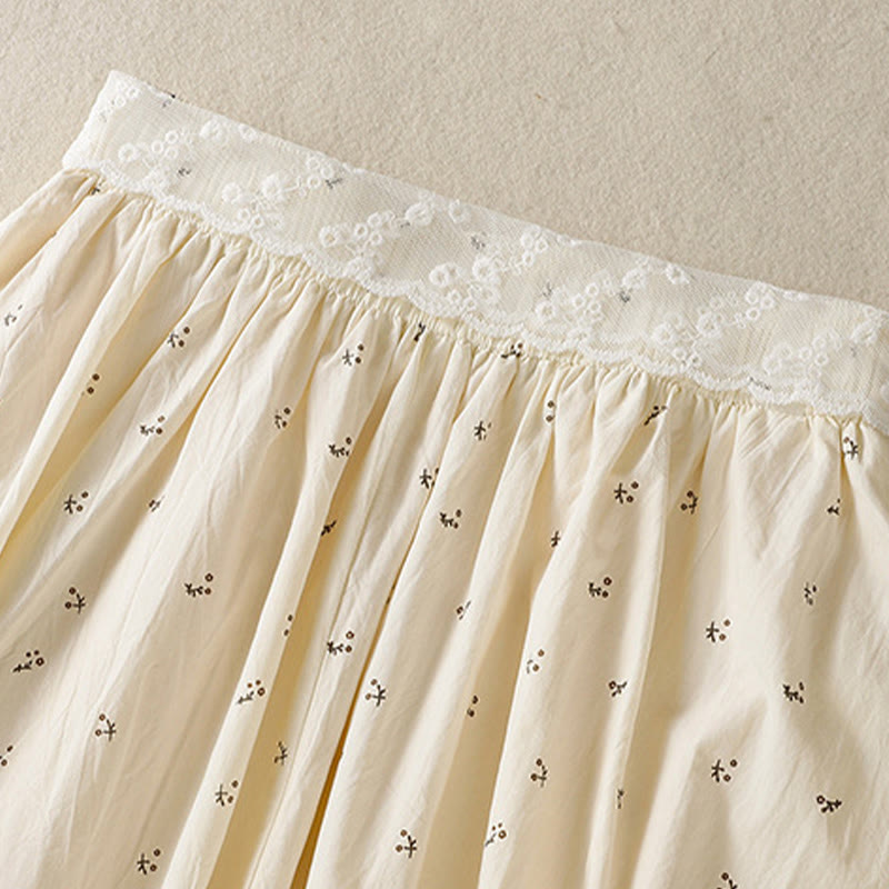 Buddha Stones Small Flowers Elastic Waist Cotton Women's Skirt With Pockets - image 6