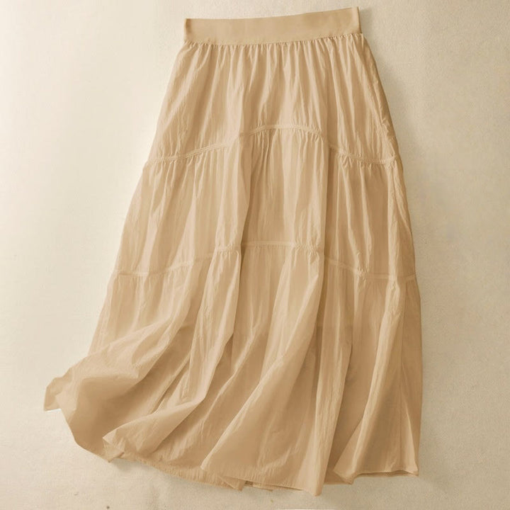Buddha Stones Simple Lines Elastic Waist Women's Skirt With Pockets - NavajoWhite - US8-10,UK/AU12-14,EU40-42 (XL) - image 11