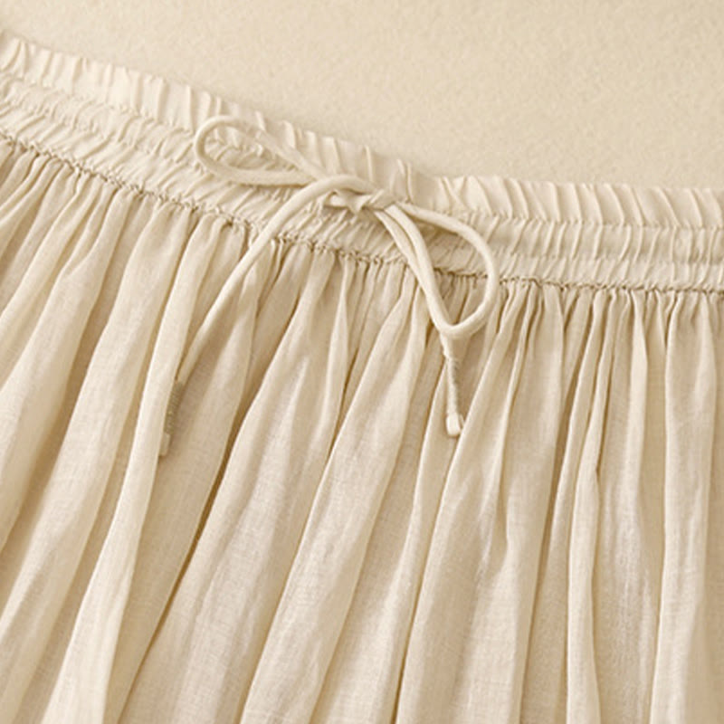 Buddha Stones Summer Solid Color Elastic Waist Drawstring Women's Skirt - image 22