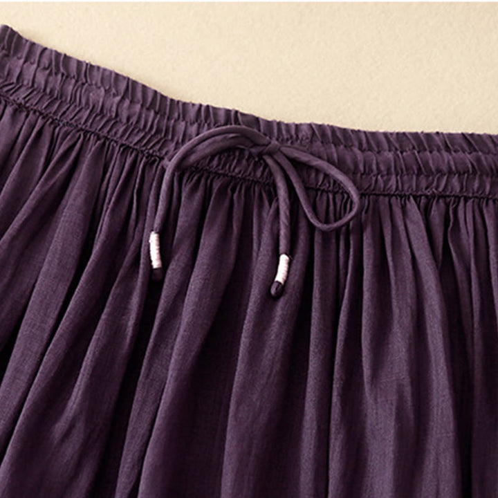 Buddha Stones Summer Solid Color Elastic Waist Drawstring Women's Skirt - image 10