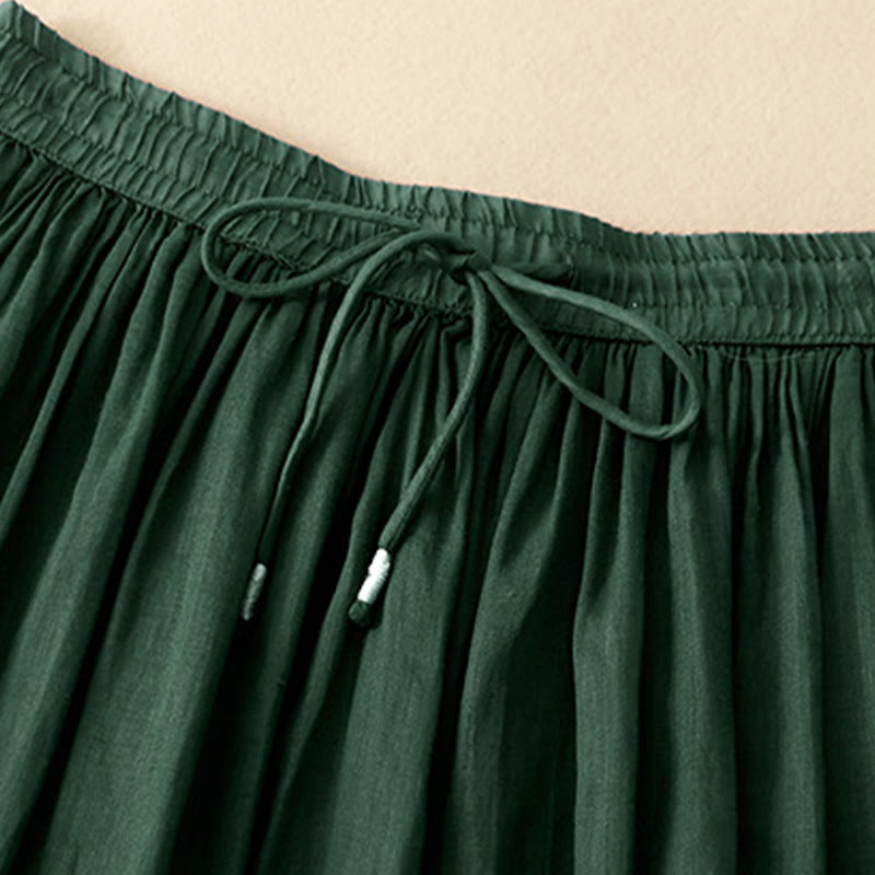 Buddha Stones Summer Solid Color Elastic Waist Drawstring Women's Skirt - image 6