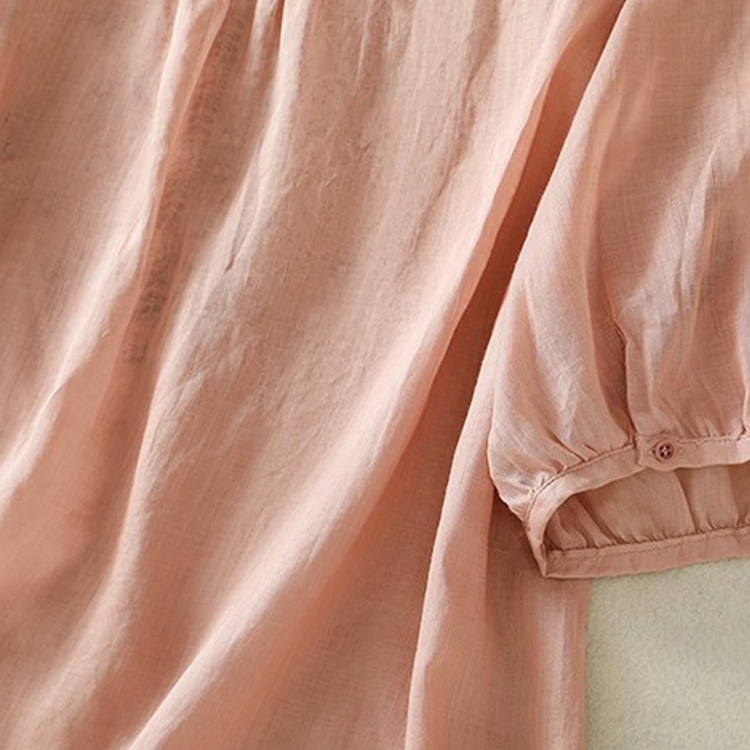 Buddha Stones Embroidered Lace Casual Women's Cotton Linen Half Sleeve T-shirt - image 24