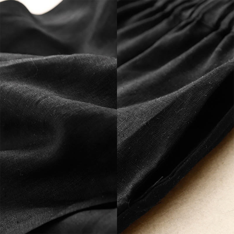 Buddha Stones A-line Buttons Slit Design Elastic Waist Cotton Women's Skirt With Pockets - image 10