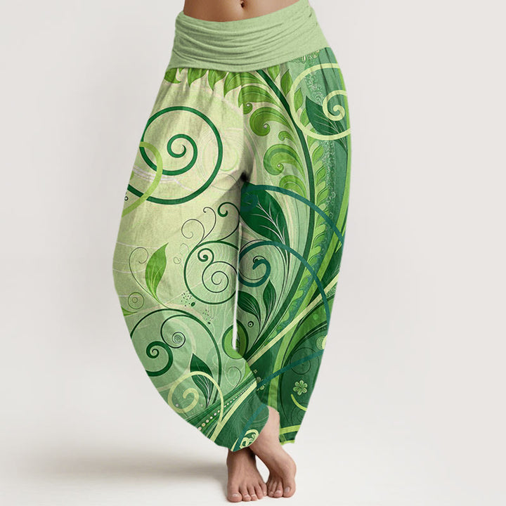 Buddha Stones Casual Vining Floral Pattern Women's Harem Pants - PaleGreen - US22,UK/AU26,EU54 (6XL) - image 0