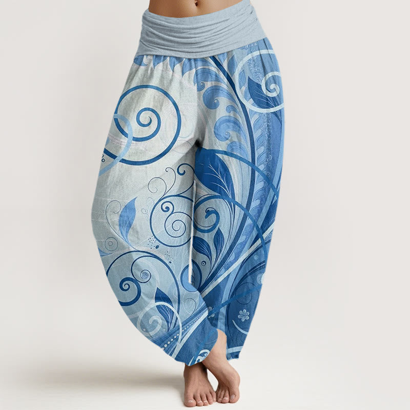 Buddha Stones Casual Vining Floral Pattern Women's Harem Pants - SkyBlue - US22,UK/AU26,EU54 (6XL) - image 4