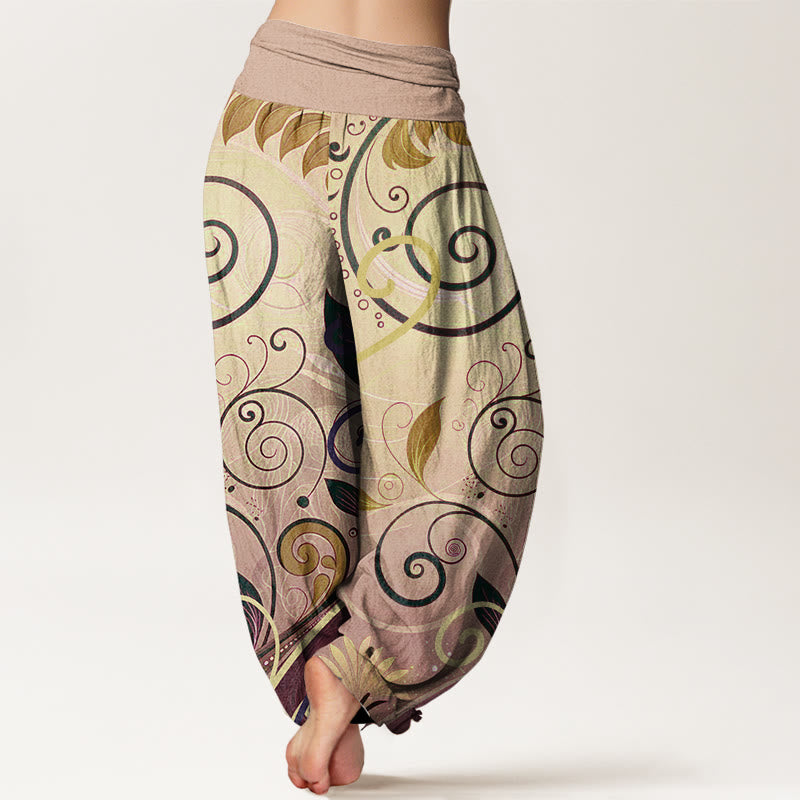 Buddha Stones Casual Vining Floral Pattern Women's Harem Pants - image 8