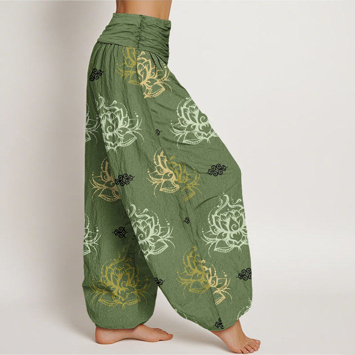 Buddha Stones Casual Various Colors Lotus Flowers Pattern Women's Harem Pants - image 6