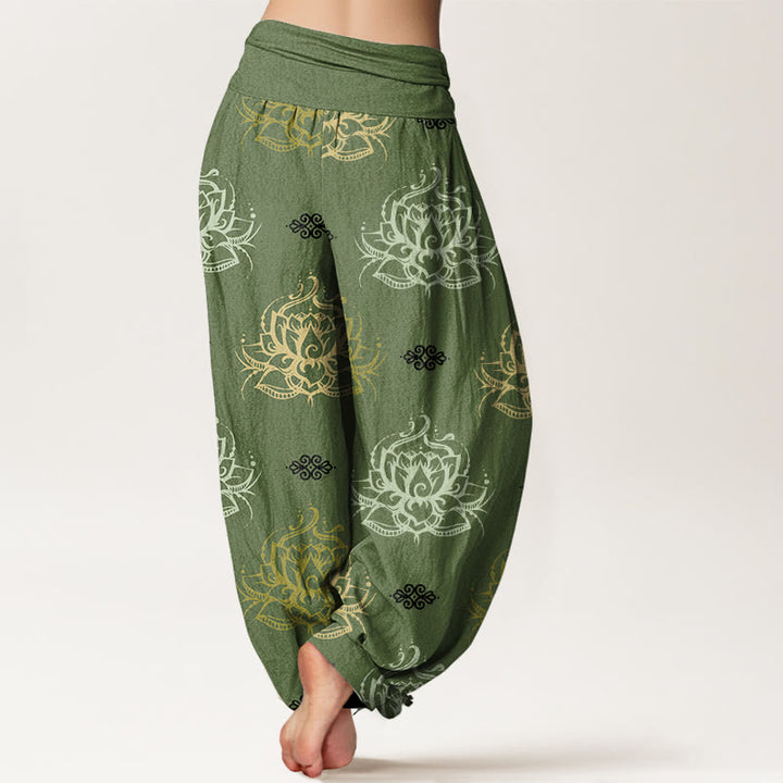 Buddha Stones Casual Various Colors Lotus Flowers Pattern Women's Harem Pants - image 5