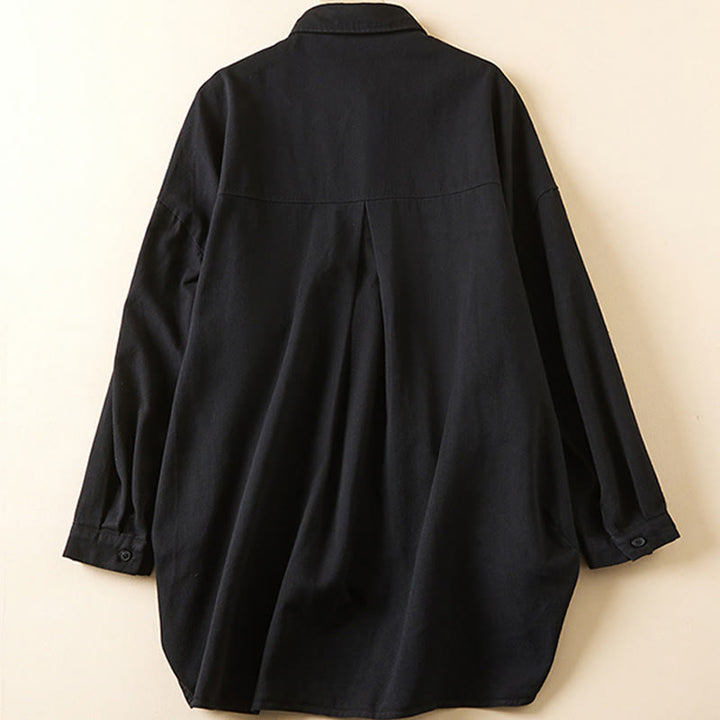 Buddha Stones Fall Irregular Design Long Sleeve Women's Cotton Linen Lapel Jacket With Pockets - image 10