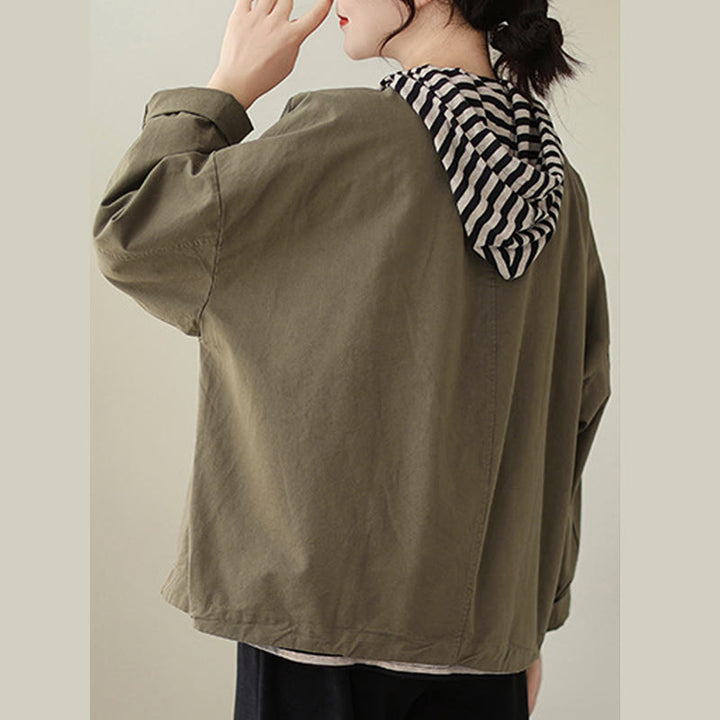 Buddha Stones Spring Plain Asymmetry Design Long Sleeve Women's Cotton Linen Jacket With Pockets - image 12