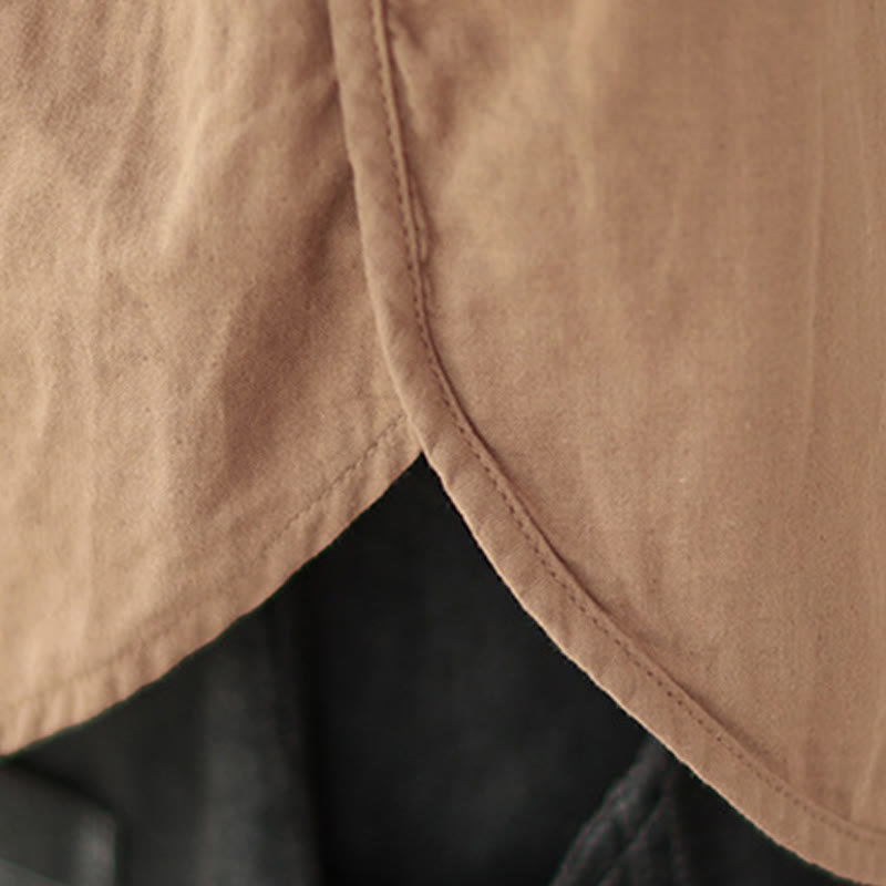 Buddha Stones Commute Spring Plain Half Buttons Simple Design Women's Cotton Linen Long Sleeve Shirt - image 19