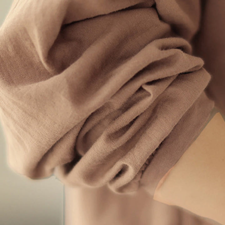 Buddha Stones Commute Spring Plain Half Buttons Simple Design Women's Cotton Linen Long Sleeve Shirt - image 18