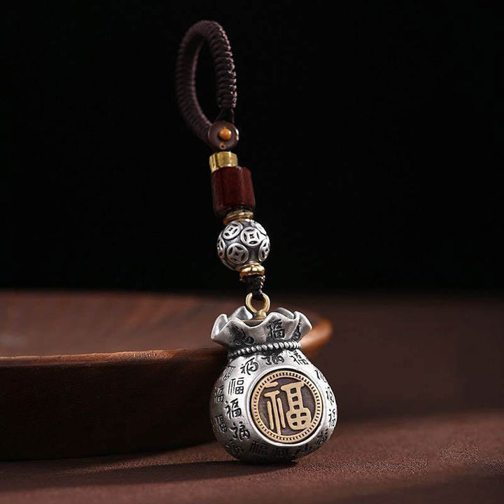 Buddha Stones Fu Character Money Bag Making Money Every Day Fortune Key Chain - Fu Character - image 0