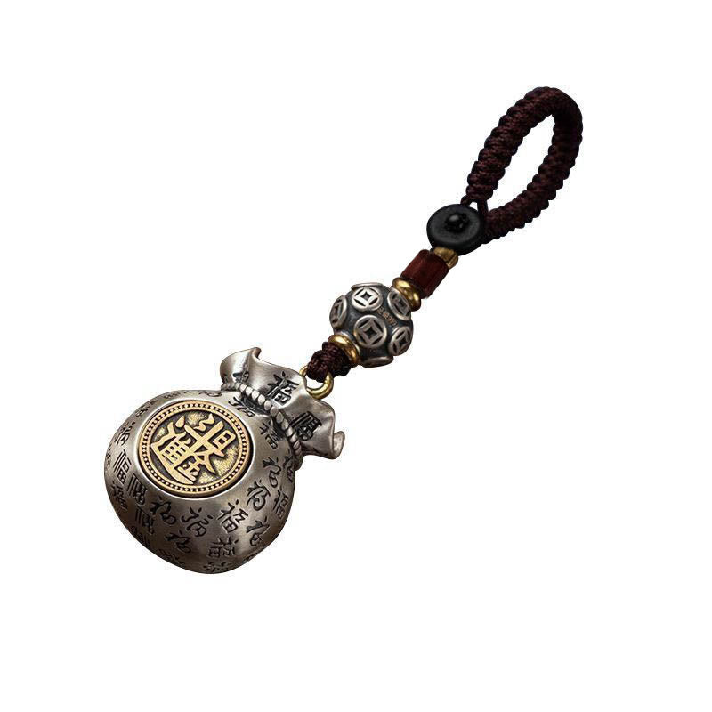 Buddha Stones Fu Character Money Bag Making Money Every Day Fortune Key Chain - image 9