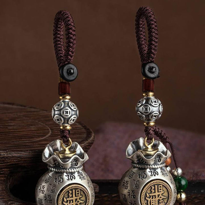 Buddha Stones Fu Character Money Bag Making Money Every Day Fortune Key Chain - image 17