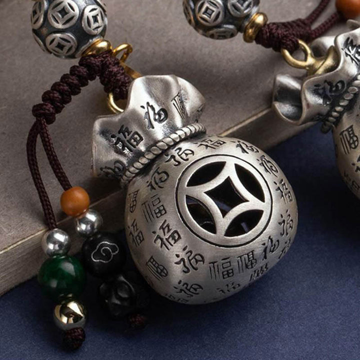 Buddha Stones Fu Character Money Bag Making Money Every Day Fortune Key Chain - image 14