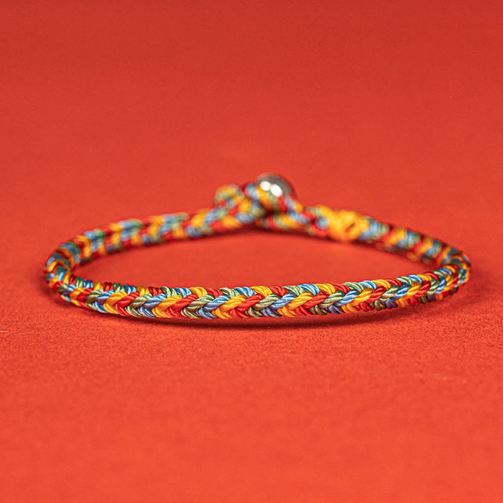 Buddha Stones 925 Sterling Silver Eight Thread Peace Knot Colorful Rope Luck Braided Bracelet - 925 Sterling Silver(Wrist Circumference:19cm) - image 0
