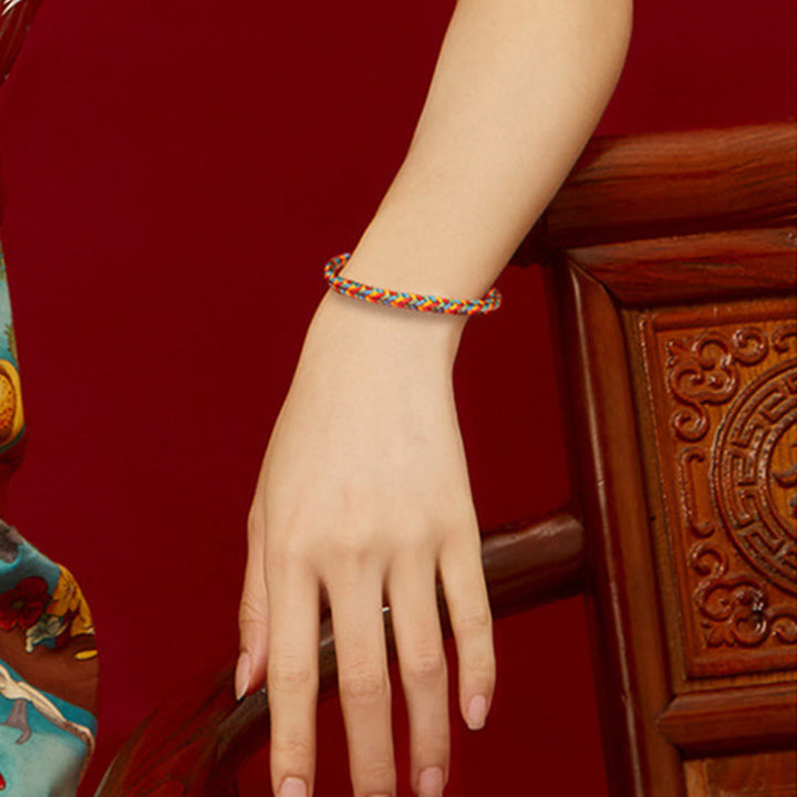 Buddha Stones 925 Sterling Silver Eight Thread Peace Knot Colorful Rope Luck Braided Bracelet - image 11