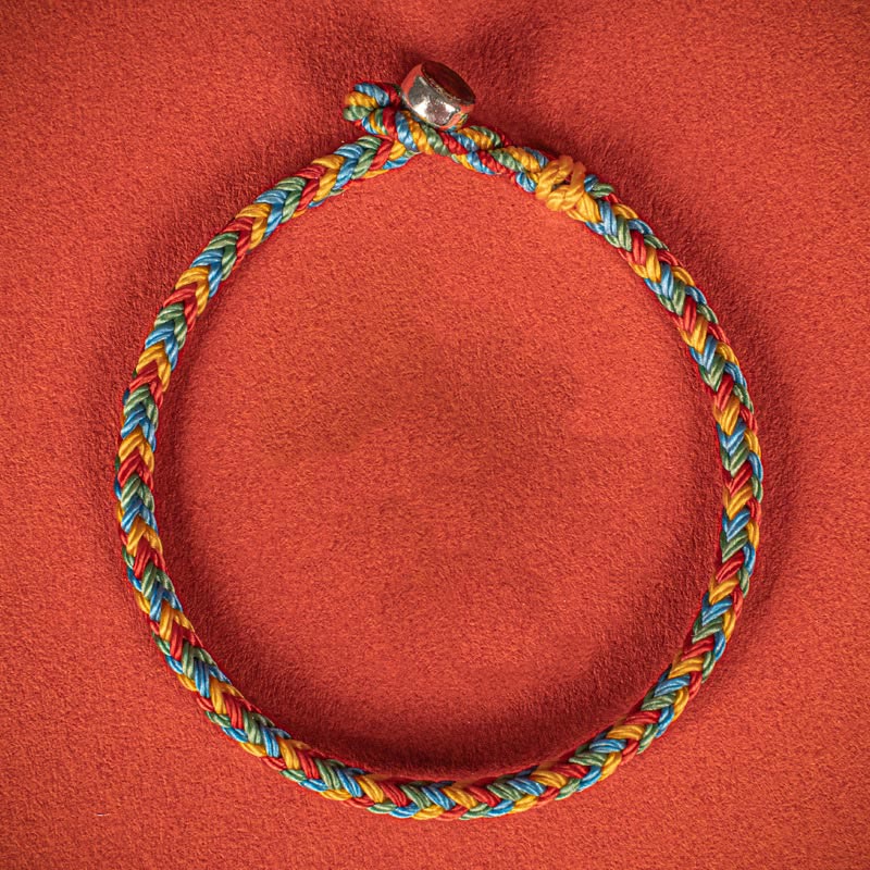 Buddha Stones 925 Sterling Silver Eight Thread Peace Knot Colorful Rope Luck Braided Bracelet - image 7