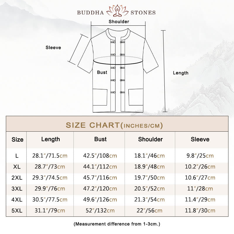 Buddha Stones Vintage Plain Tang Suit Chinese Frog-Button Cotton Linen Men's Shirt With Pockets - image 3