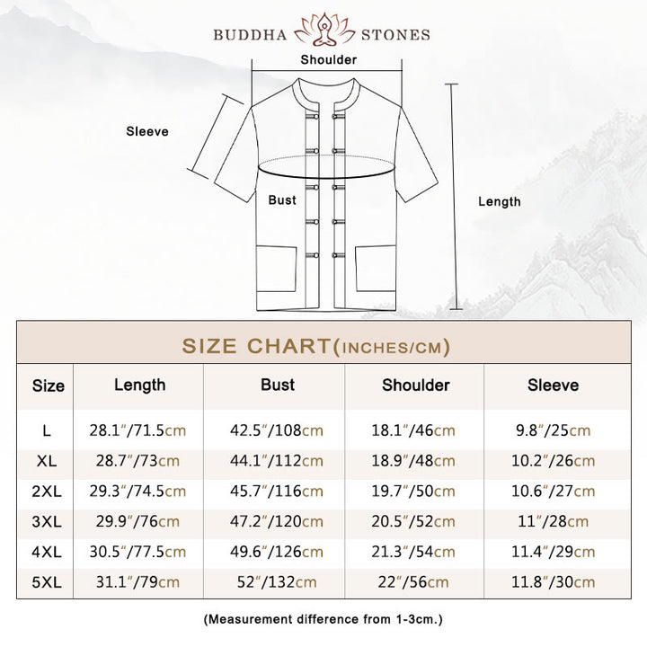 Buddha Stones Vintage Plain Tang Suit Chinese Frog-Button Cotton Linen Men's Shirt With Pockets - image 3