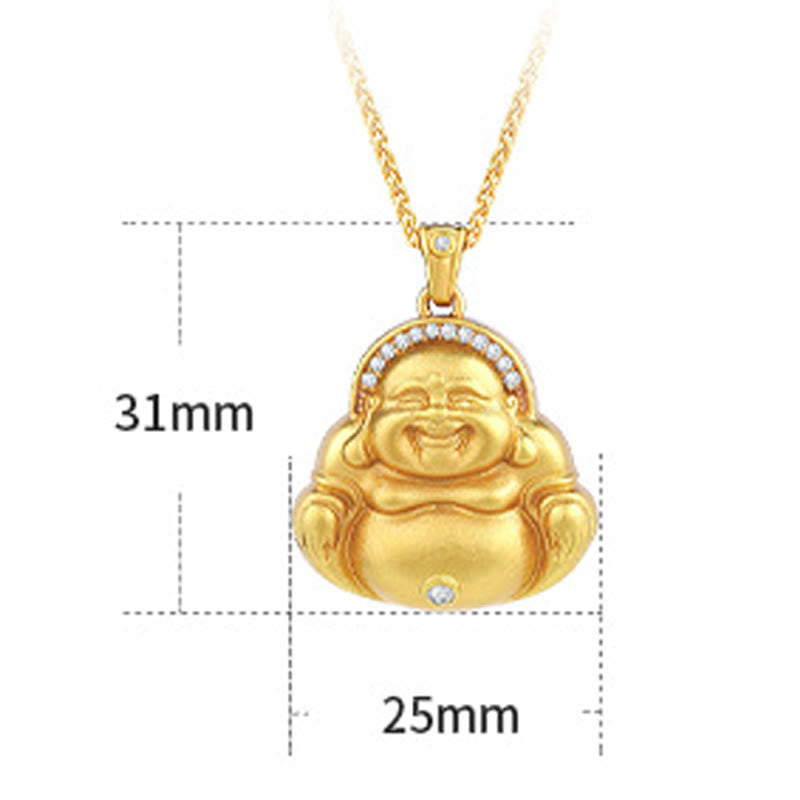 Buddha Stones Copper Laughing Buddha Pattern Happiness Necklace Pendant - image 6