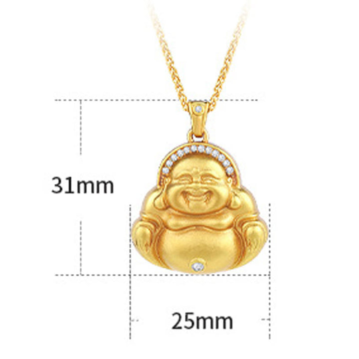 Buddha Stones Copper Laughing Buddha Pattern Happiness Necklace Pendant - image 6