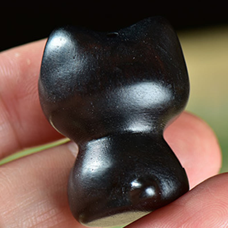 Buddha Stones Ebony Wood Small Leaf Red Sandalwood Cute Cat Animals Calm Decoration - image 3