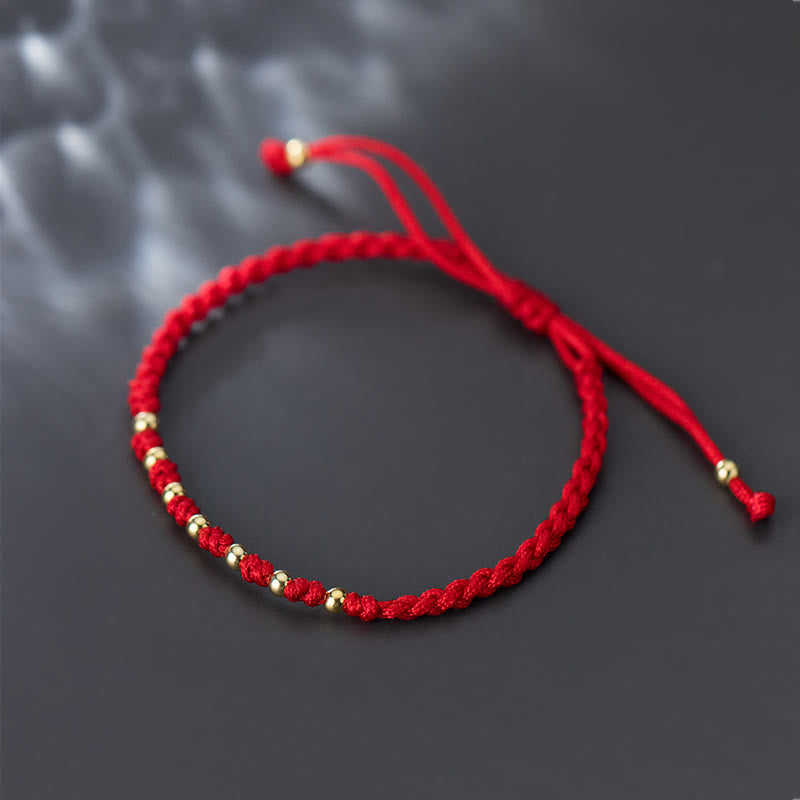 Buddha Stones 925 Sterling Silver Plated Gold Beads Red String Braided Protection Bracelet - image 8
