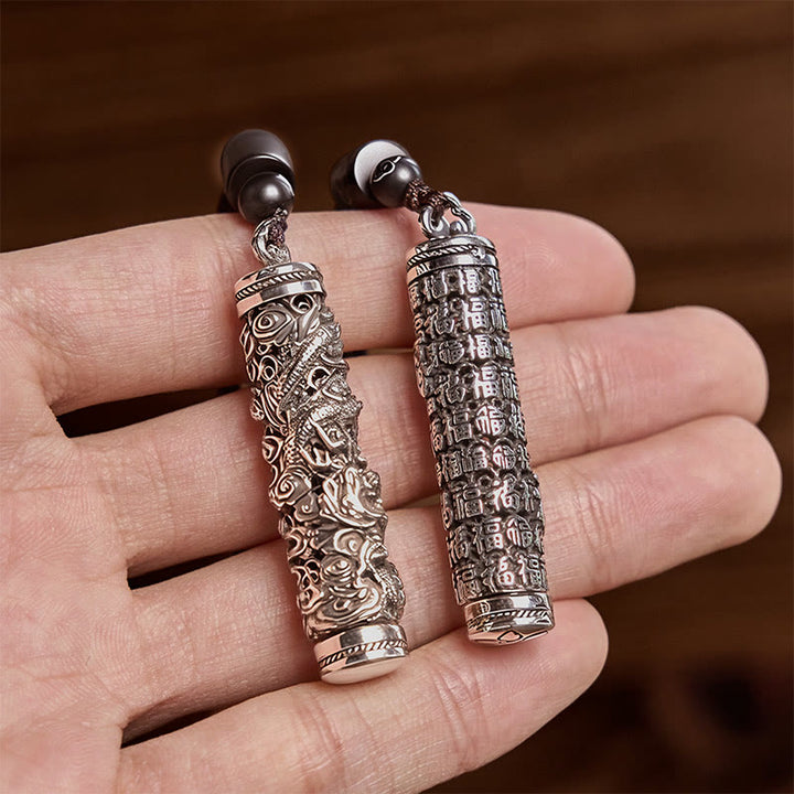 Buddha Stones Copper Fu Character Dragon Pattern Balance Pendant Necklace - image 11