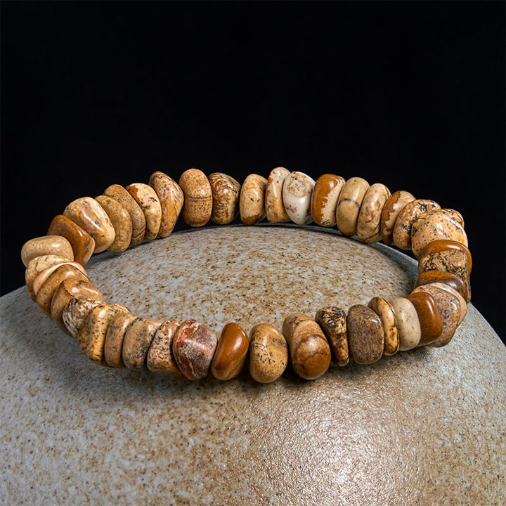 Buddha Stones Picture Jasper Irregular Blocks Balance Bracelet - image 1
