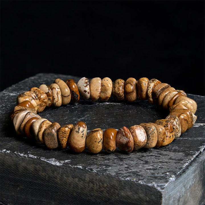 Buddha Stones Picture Jasper Irregular Blocks Balance Bracelet - 17-17.5cm - image 0