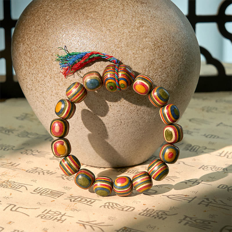 Buddha Stones Colorful Rainbow Eucalyptus Gourd Positive Bracelet - image 2