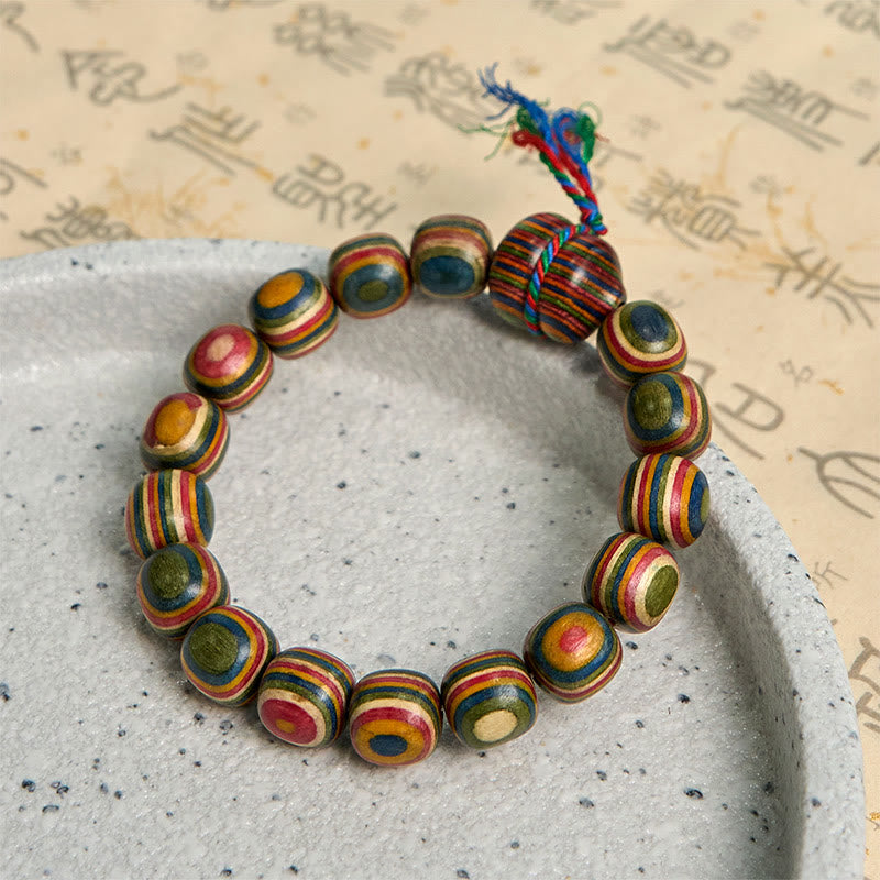 Buddha Stones Colorful Rainbow Eucalyptus Gourd Positive Bracelet - image 5