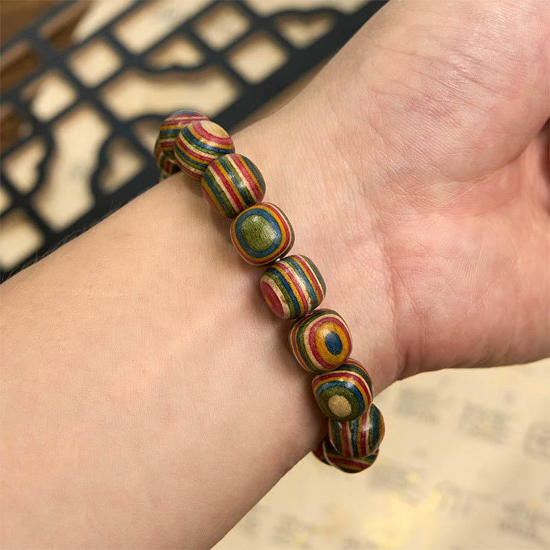 Buddha Stones Colorful Rainbow Eucalyptus Gourd Positive Bracelet - image 4
