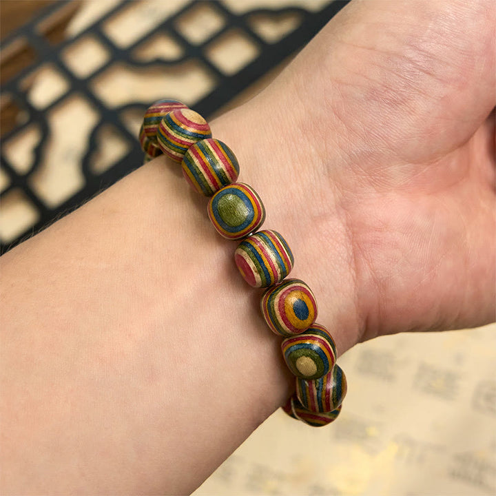 Buddha Stones Colorful Rainbow Eucalyptus Gourd Positive Bracelet - image 4