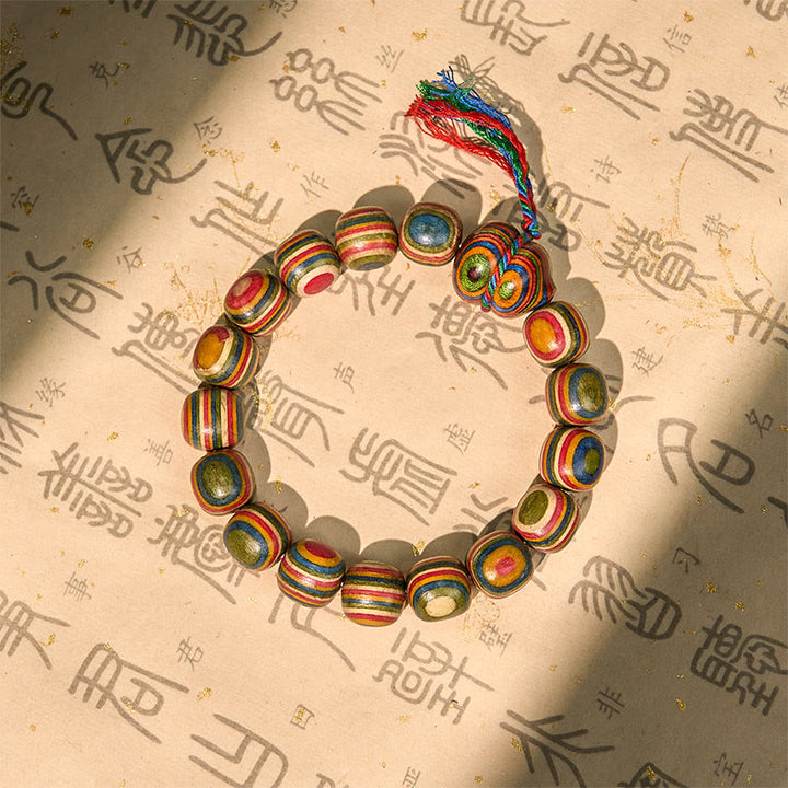 Buddha Stones Colorful Rainbow Eucalyptus Gourd Positive Bracelet - 11*12mm(Wrist Circumference 14-16.5cm) - image 0
