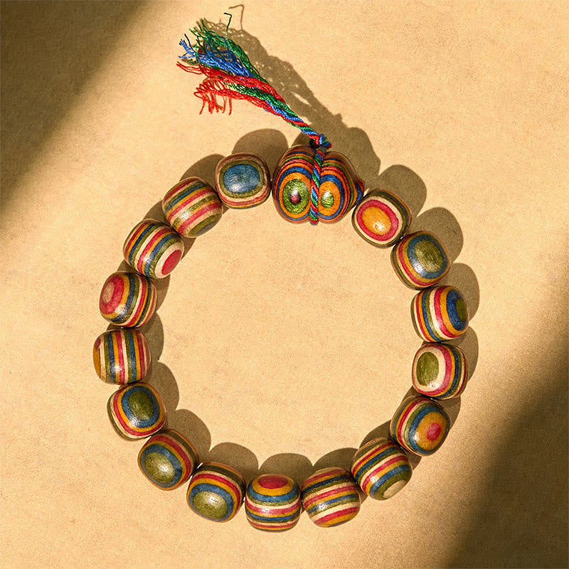 Buddha Stones Colorful Rainbow Eucalyptus Gourd Positive Bracelet - image 1