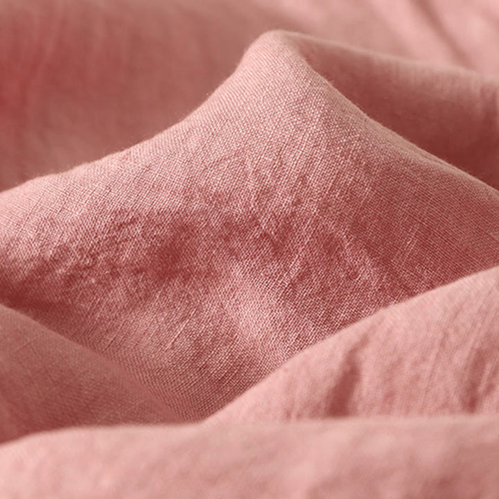 Buddha Stones Summer Plain Red Buttons Short Sleeve Women's Cotton Linen Shirt - image 9