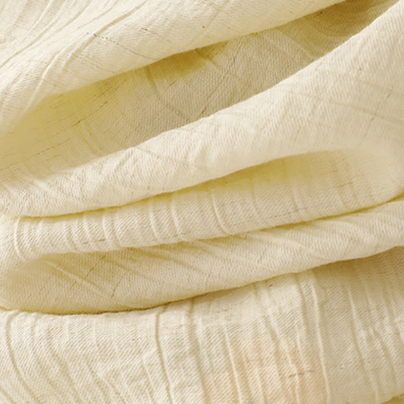 Buddha Stones Plain Asymmetrical Lace-Up Design Puff Short Sleeve Women's Cotton Shirt - image 12