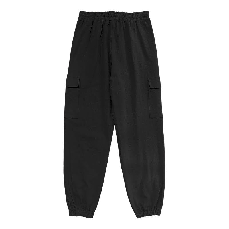 Buddha Stones Solid Color Linen Drawstring Men's Cargo Pants With Pockets - image 2