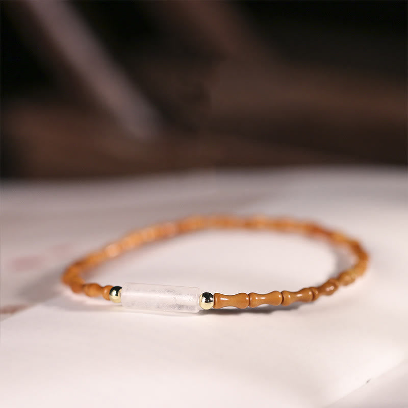 Buddha Stones Ultra-fine Olive Pit Peace Bracelet - Olive Pit & White Crystal(Wrist Circumference:14-16cm) - image 18