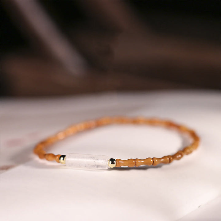 Buddha Stones Ultra-fine Olive Pit Peace Bracelet - Olive Pit & White Crystal(Wrist Circumference:14-16cm) - image 18