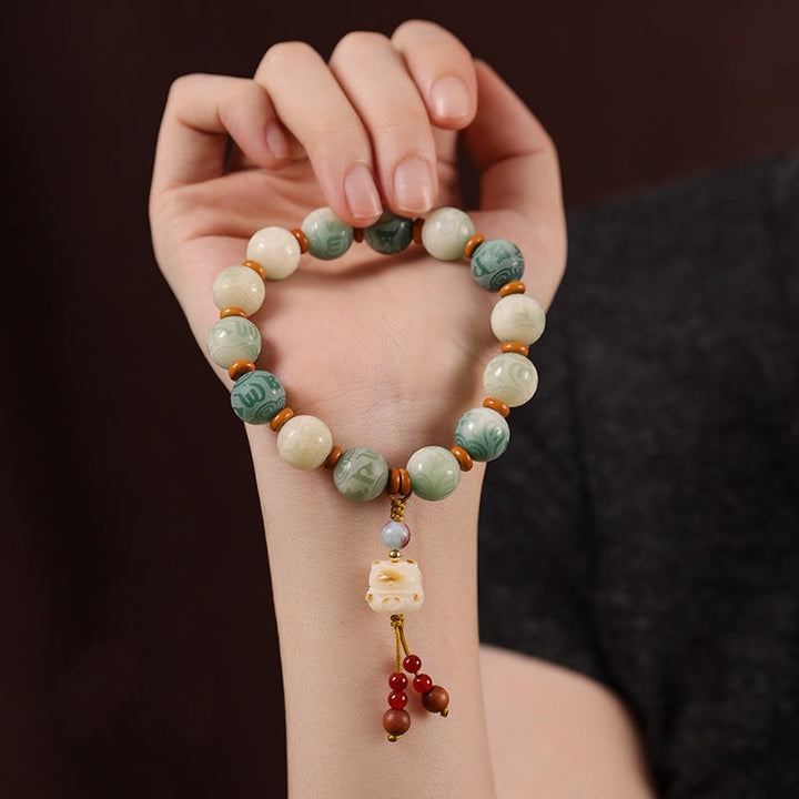 Buddha Stones Gradient Bodhi Seed Om Mani Padme Hum Carved Zakiram Peace Bracelet - image 8