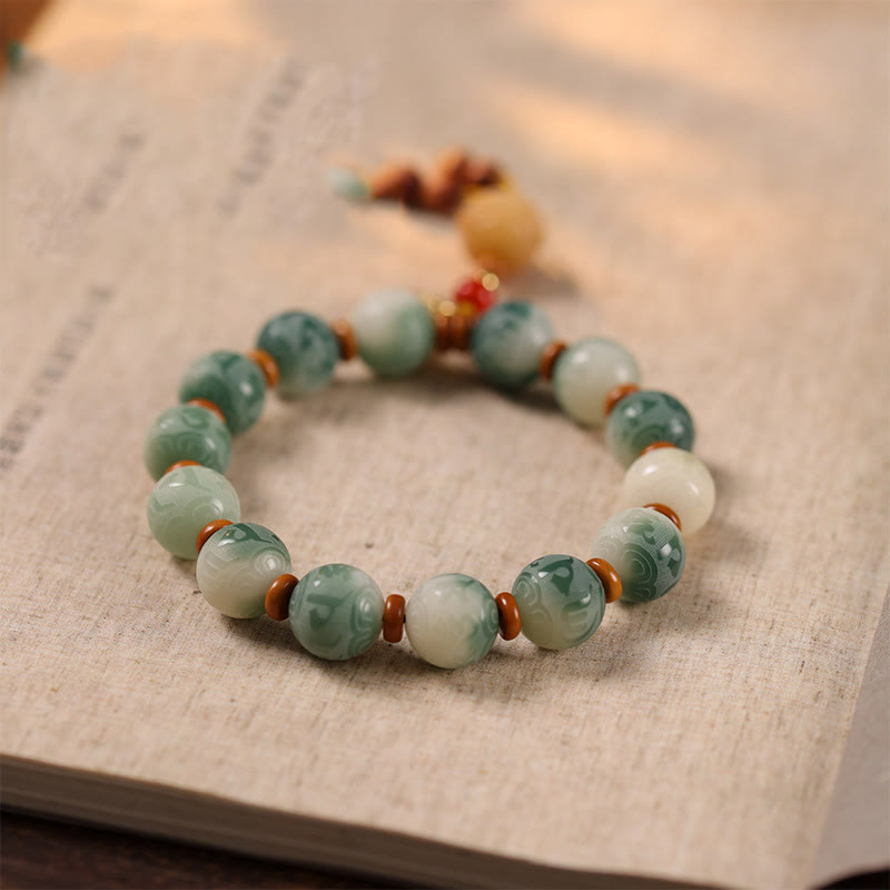 Buddha Stones Gradient Bodhi Seed Om Mani Padme Hum Carved Zakiram Peace Bracelet - image 2